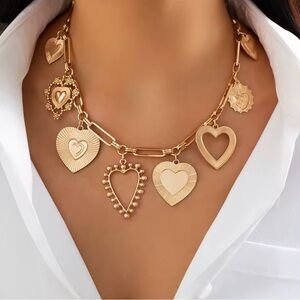 Love Multi Big Hearts Pendant Choker Necklace for Women